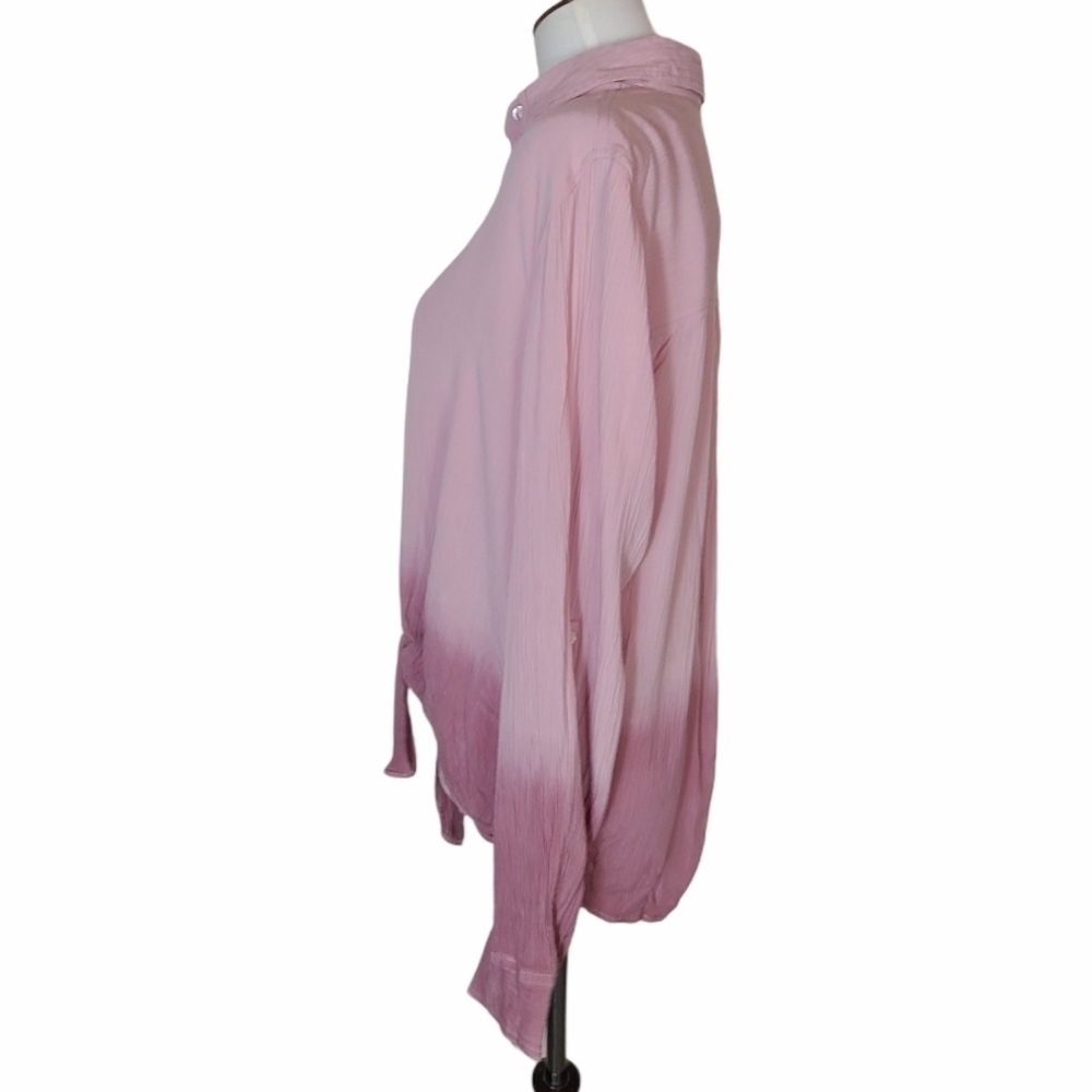 Beach lunch lounge Tie Dye Button Down Blouse Pink Small NWT - Picture 4 of 8